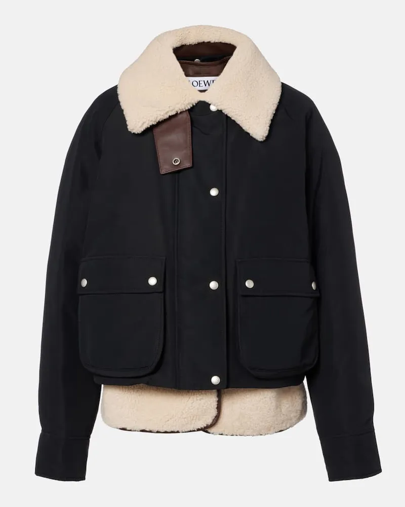 Loewe Jacke aus einem Baumwollgemisch mit Shearling Schwarz