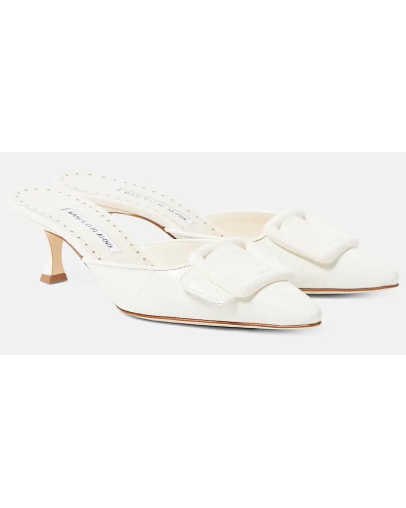 Manolo Blahnik Mules Maysale 50 aus Leder Weiss