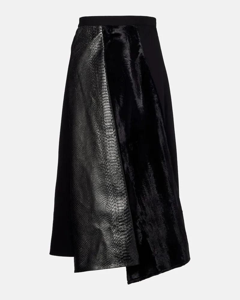 Junya Watanabe High-Rise-Maxirock aus einem Wollgemisch Schwarz