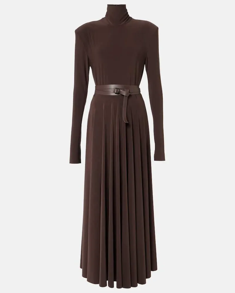 Norma Kamali Maxikleid aus Strick Braun