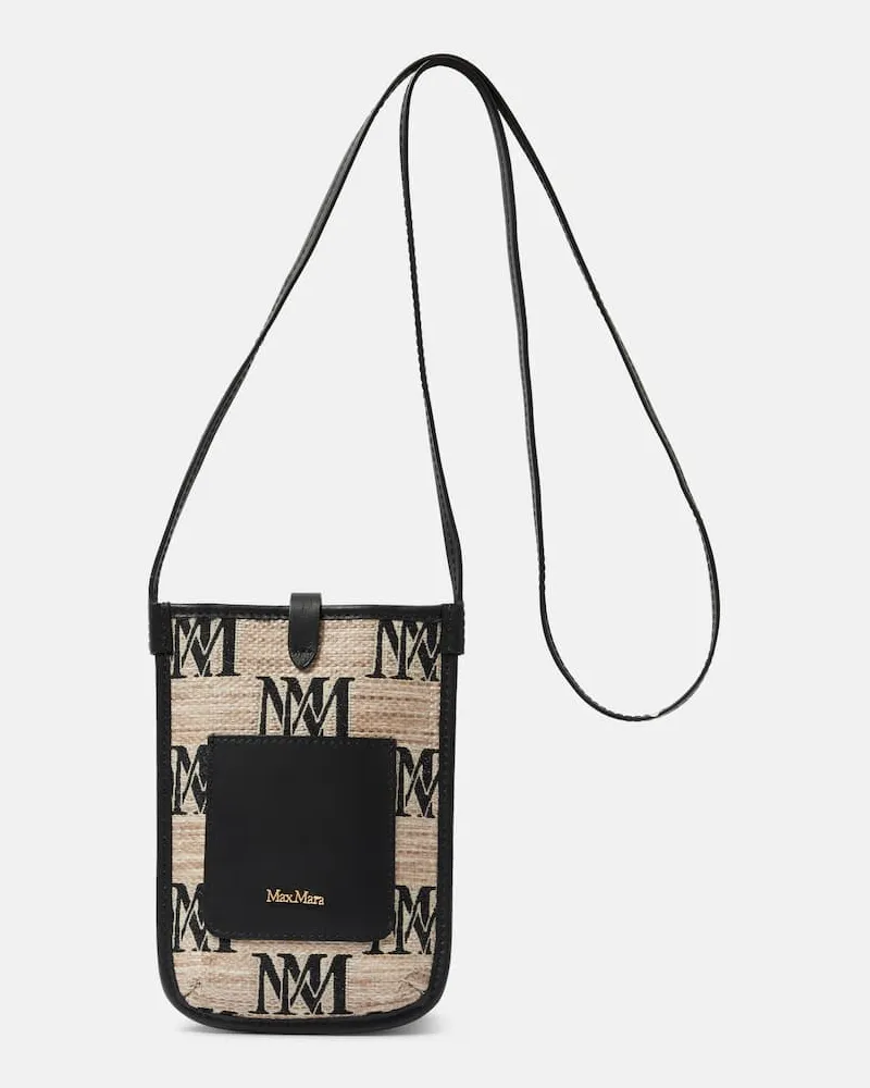 Max Mara Smartphone-Etui Phony aus Canvas mit Leder Multicolor