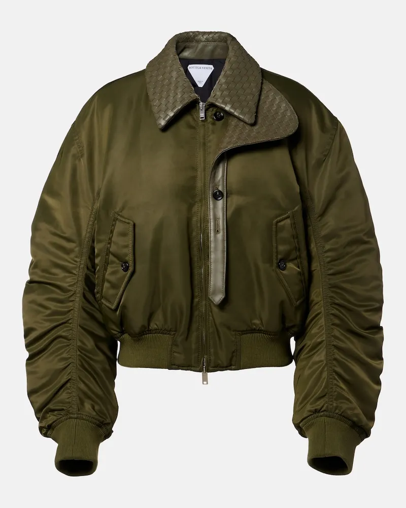 Bottega Veneta Bomberjacke Intrecciato mit Leder Grün