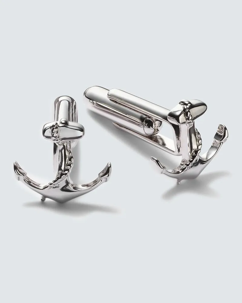 MATEO Manschettenknöpfe Anchor aus Sterlingsilber, rhodiniert Silber