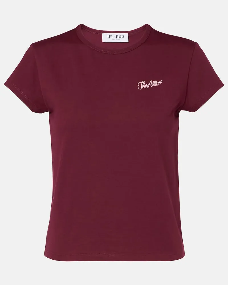 ATTICO Cropped-T-Shirt aus Baumwoll-Jersey Burgund