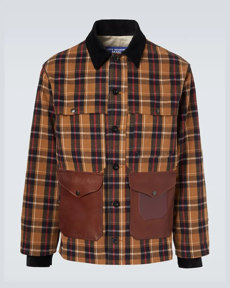 Junya Watanabe Jacke aus Baumwolle mit Leder Multicolor