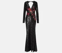 Bestickte Robe mit Pailletten