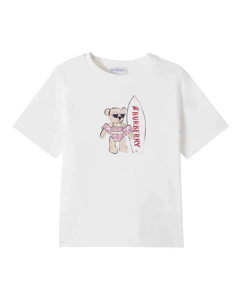 Burberry T-Shirt Surfer Bear aus Baumwoll-Jersey Weiß