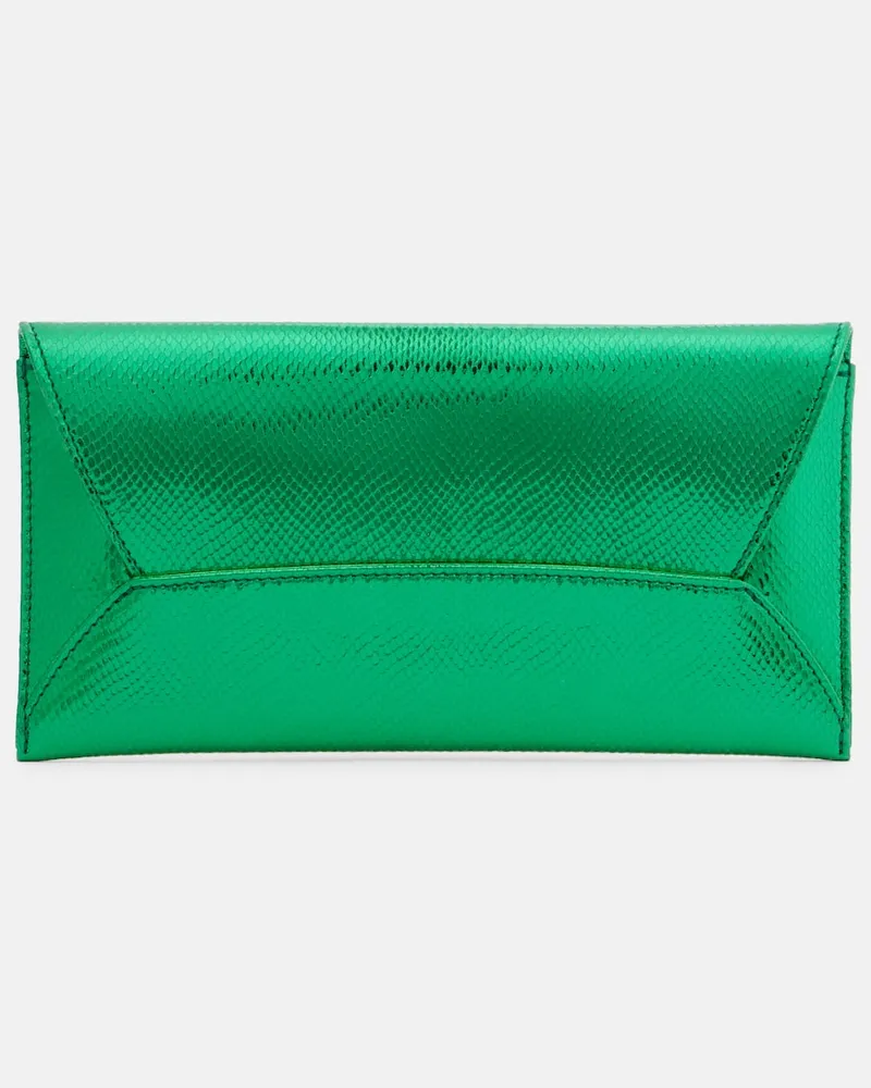 Aquazzura Clutch Envelope Small aus Metallic-Leder Grã¼n