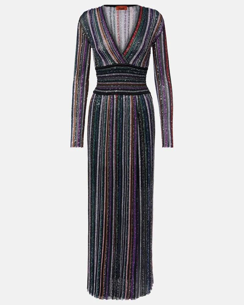 Missoni Robe aus Häkelstrick mit Pailletten Multicolor