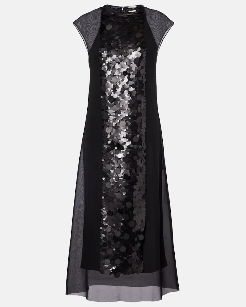 Joseph Midikleid Boulle aus Chiffon mit Pailletten Schwarz