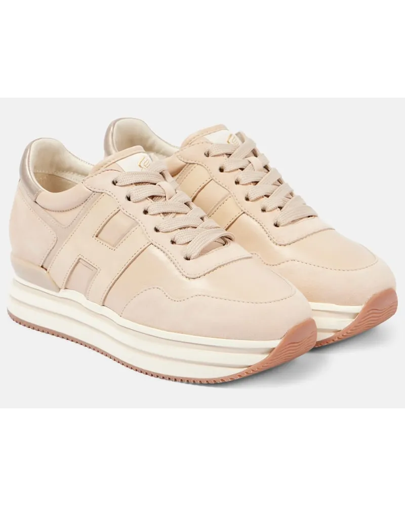 Hogan Plateau-Sneakers Midi H222 mit Veloursleder Beige