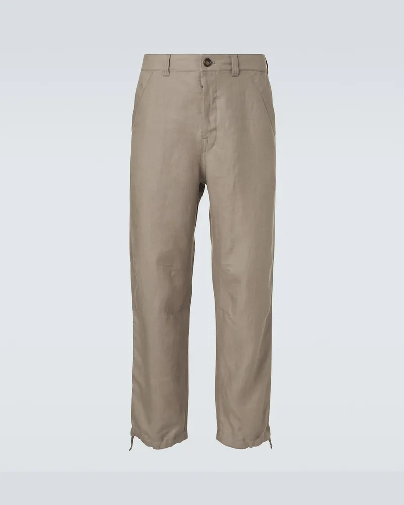 Brunello Cucinelli Gerade Hose aus Leinen Beige