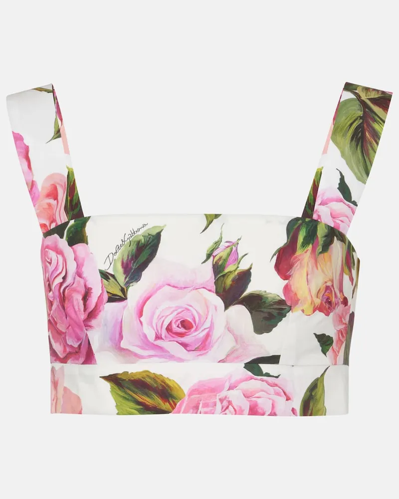 Dolce & Gabbana Bustier-Top aus Baumwollpopeline Multicolor