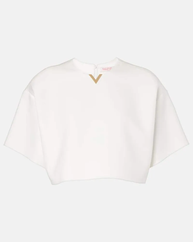 Valentino Garavani Cropped-Top VGold aus Baumwoll-Gabardine Weiss