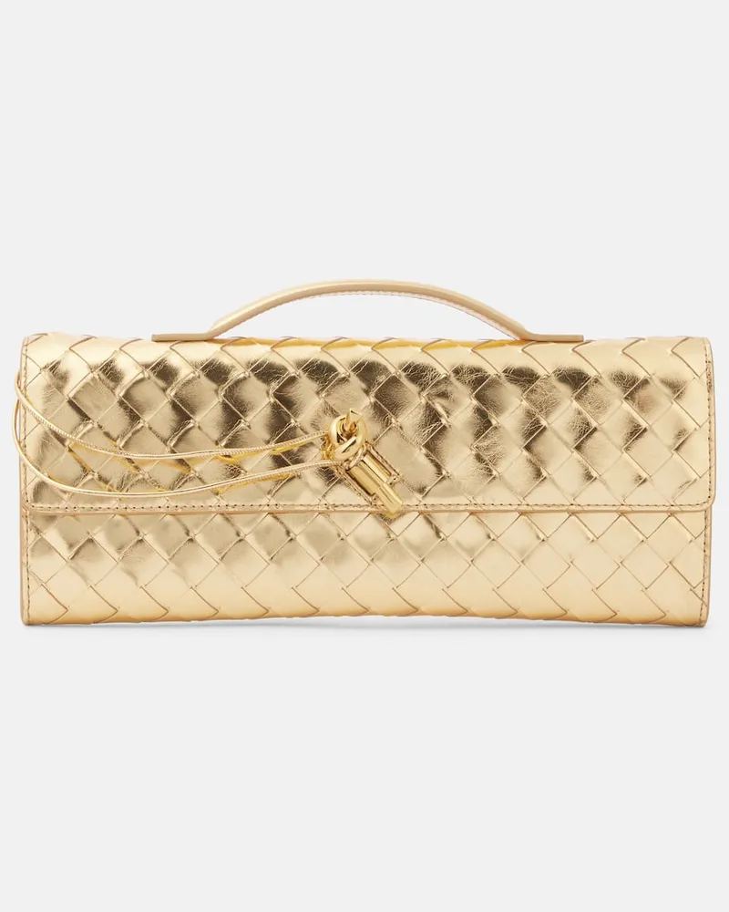 Bottega Veneta Clutch Andiamo aus Metallic-Leder Gold