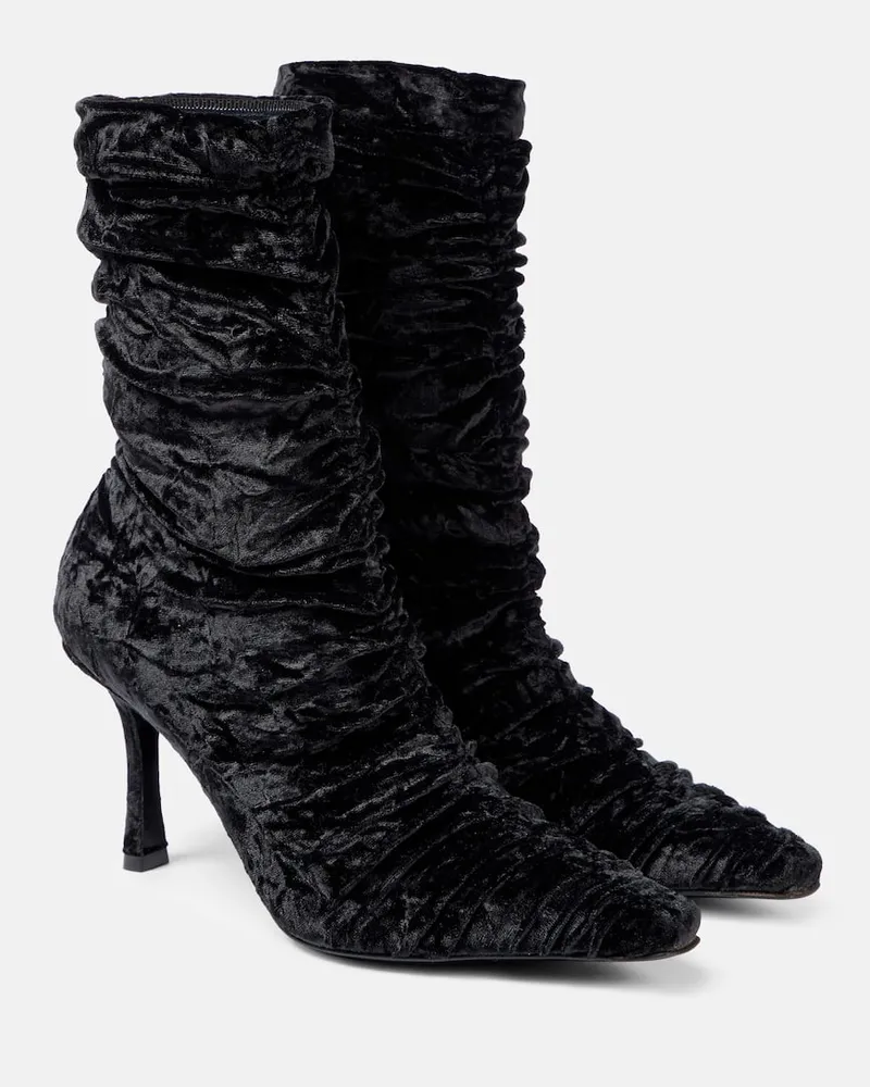 Jimmy Choo Ankle Boots Lotta 85 aus Samt Schwarz
