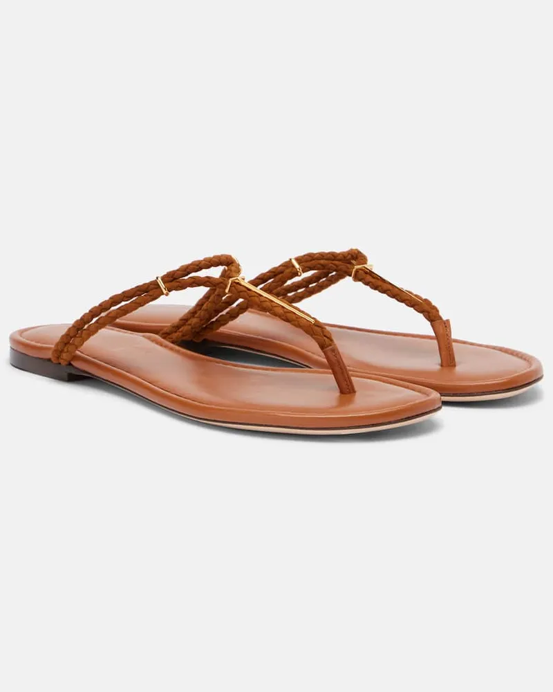 Tom Ford Sandalen aus Leder und Veloursleder Braun