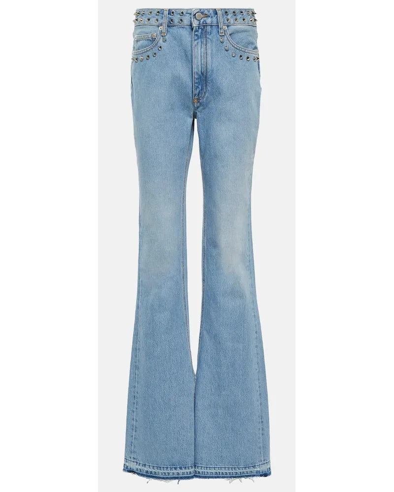 Alessandra Rich High-Rise Flared Jeans Blau