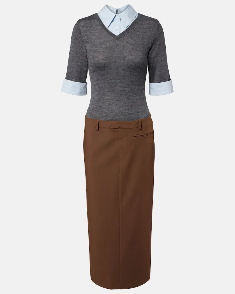 STAUD Midikleid aus einem Wollgemisch Grau