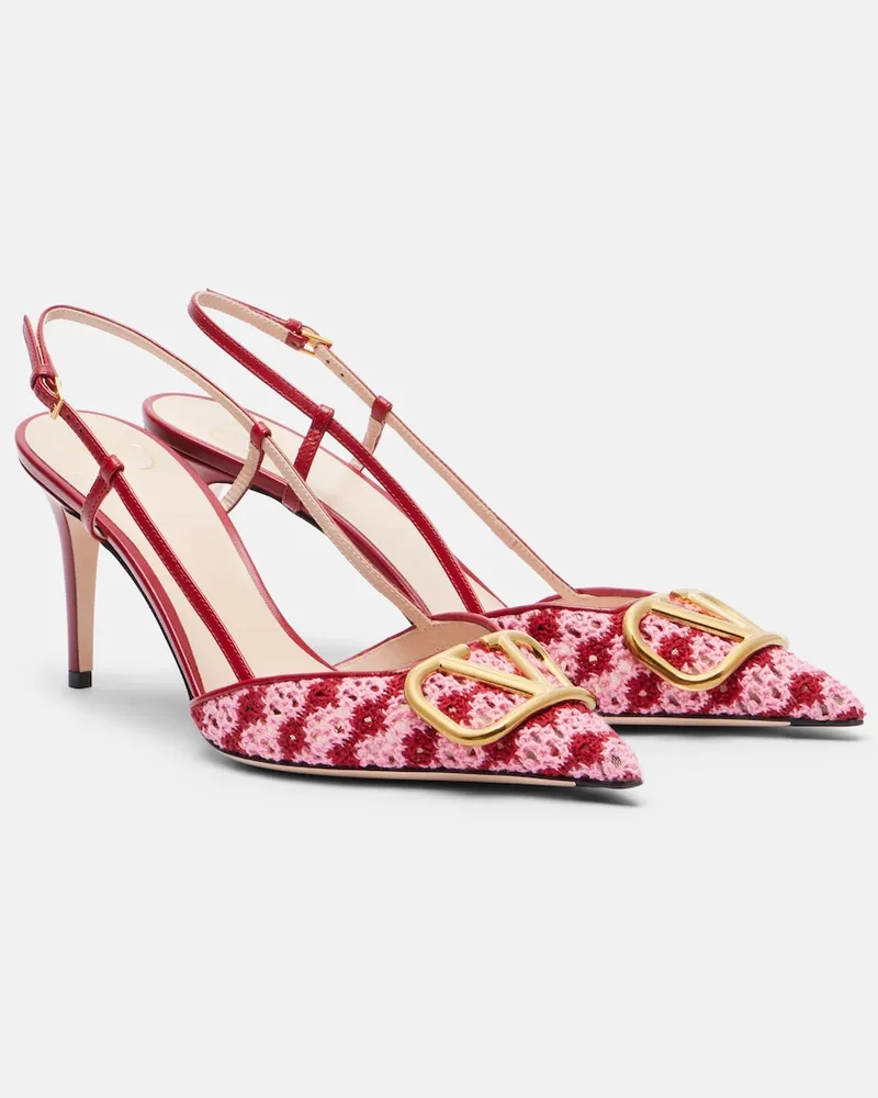 Valentino Garavani Slingback-Pumps VLogo Signature aus Häkelstrick Rosa