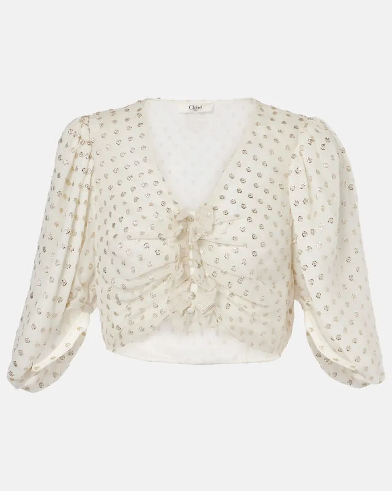 Chloé Chloé Cropped-Bluse aus Jacquard Beige
