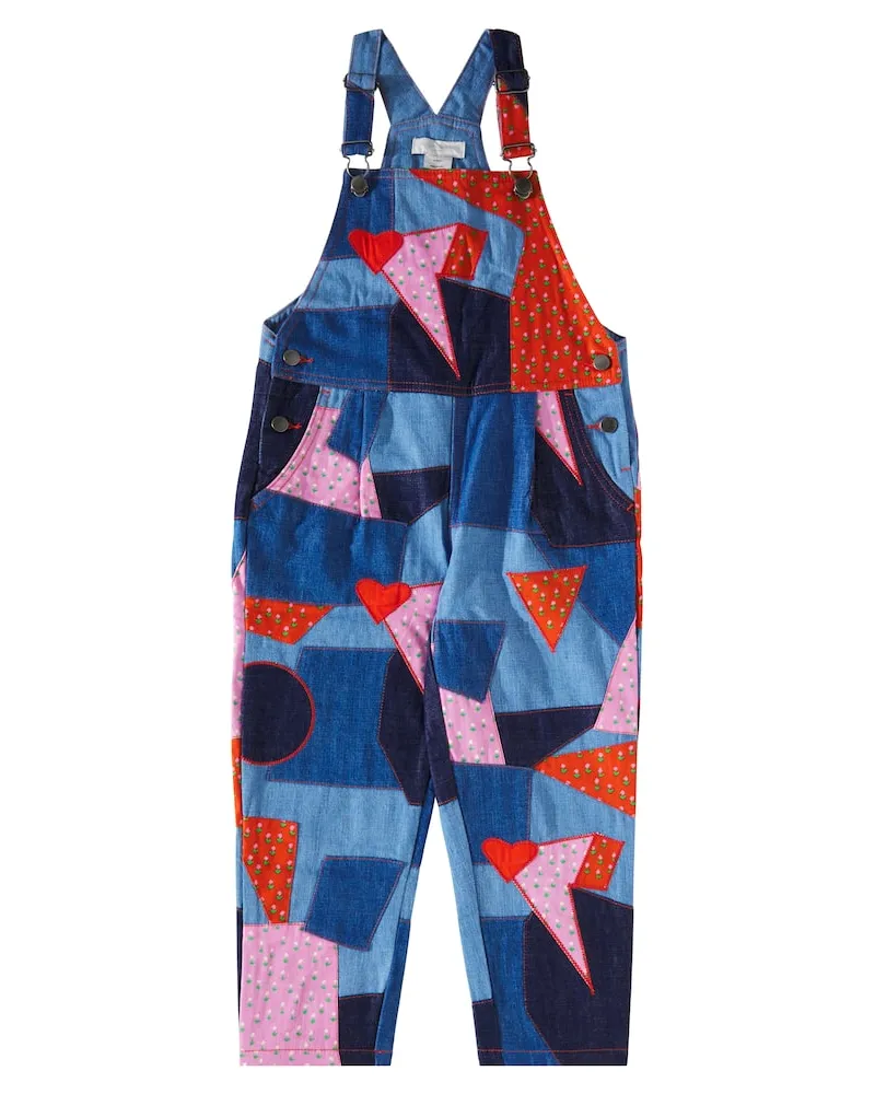 Stella McCartney Kids Bedruckte Latzhose aus Baumwolle Multicolor