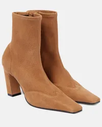 KHAITE Ankle Boots Nevada aus Veloursleder Braun