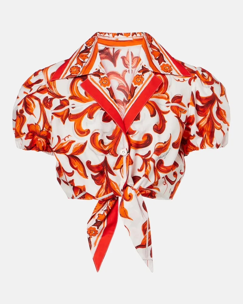 Dolce & Gabbana Cropped-Bluse Majolica aus Baumwollpopeline Orange