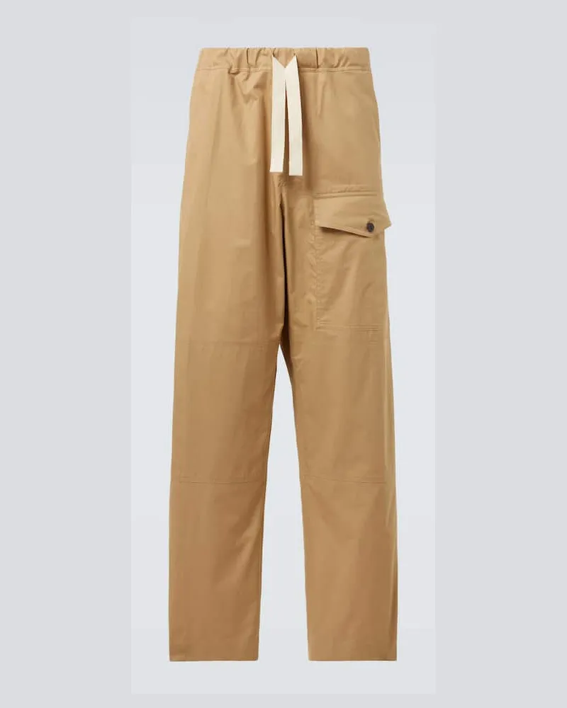 Dries van Noten Gerade Hose aus Baumwolle Beige