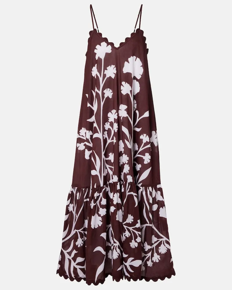 Juliet Dunn Midikleid aus Baumwolle Burgund