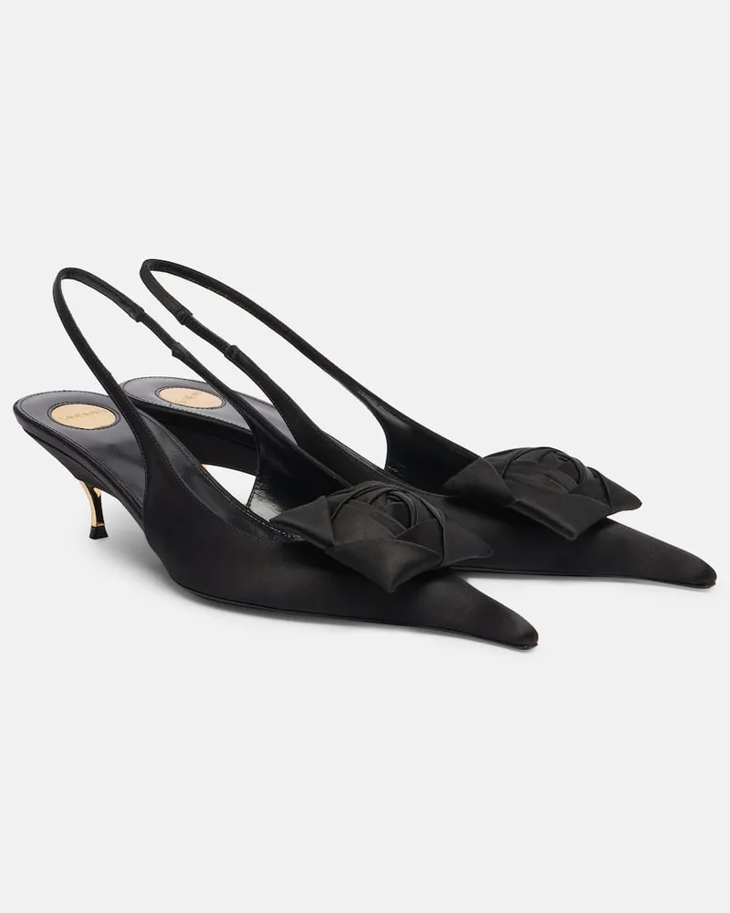 Saint Laurent Slingback-Pumps Dakota 50 aus Satin Schwarz
