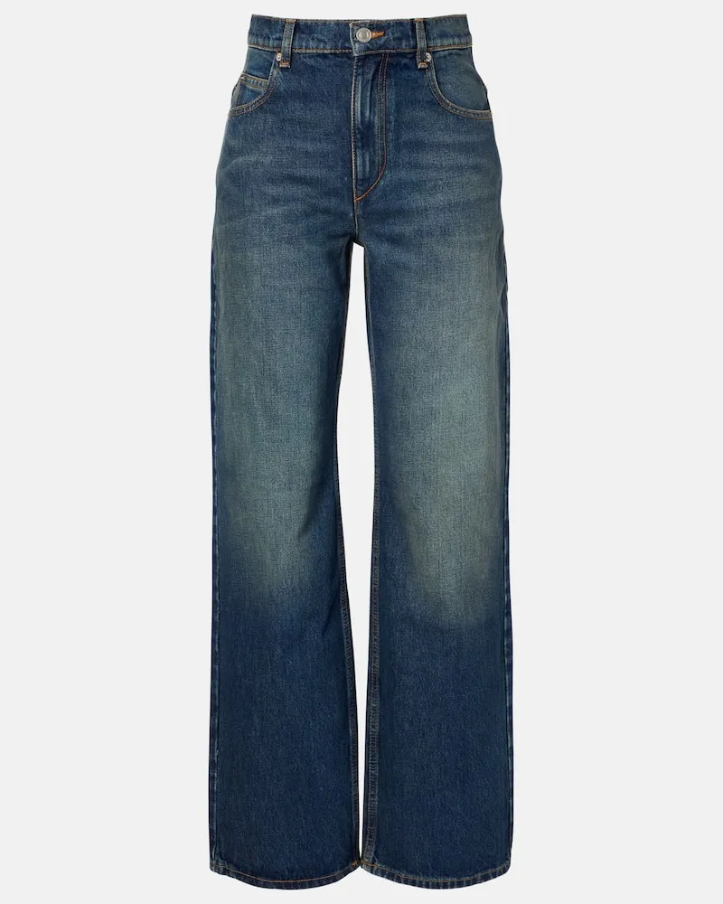Isabel Marant Mid-Rise Straight Jeans Dromie Blau