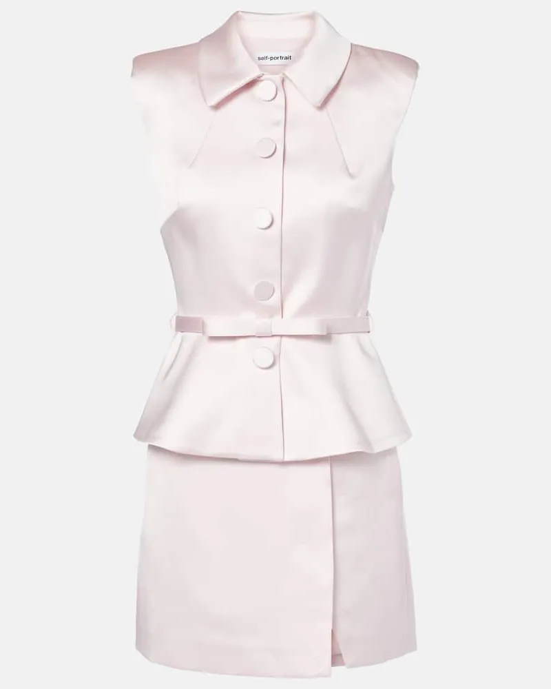 Self-Portrait Minikleid aus Satin Rosa