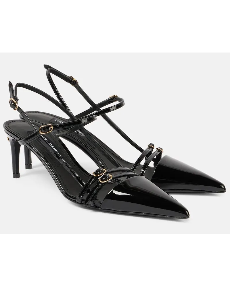 Dolce & Gabbana Slingback-Pumps DG aus Lackleder Schwarz