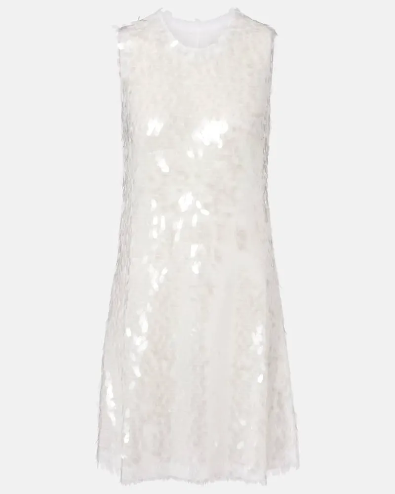 Norma Kamali Minikleid aus Mesh mit Pailletten Weiß
