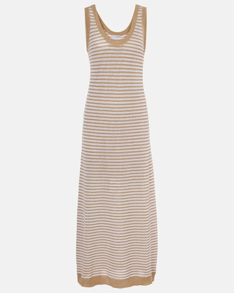 Brunello Cucinelli Maxikleid aus Strick Weiß