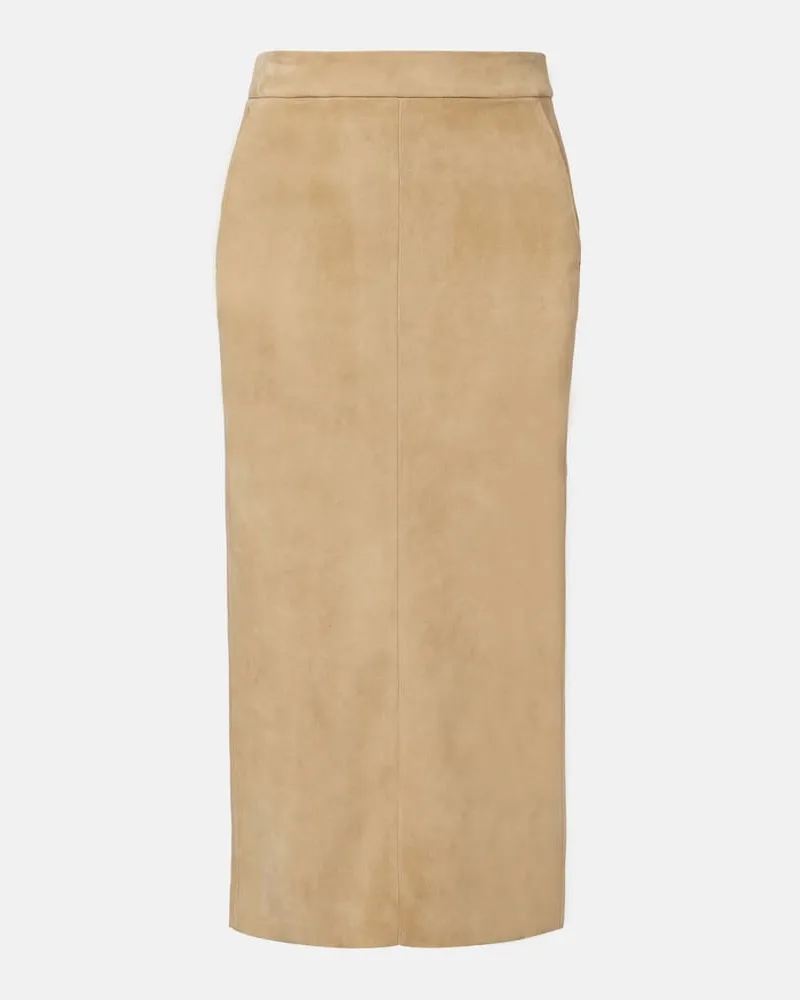 Stouls Bleistiftrock Taylor aus Veloursleder Beige
