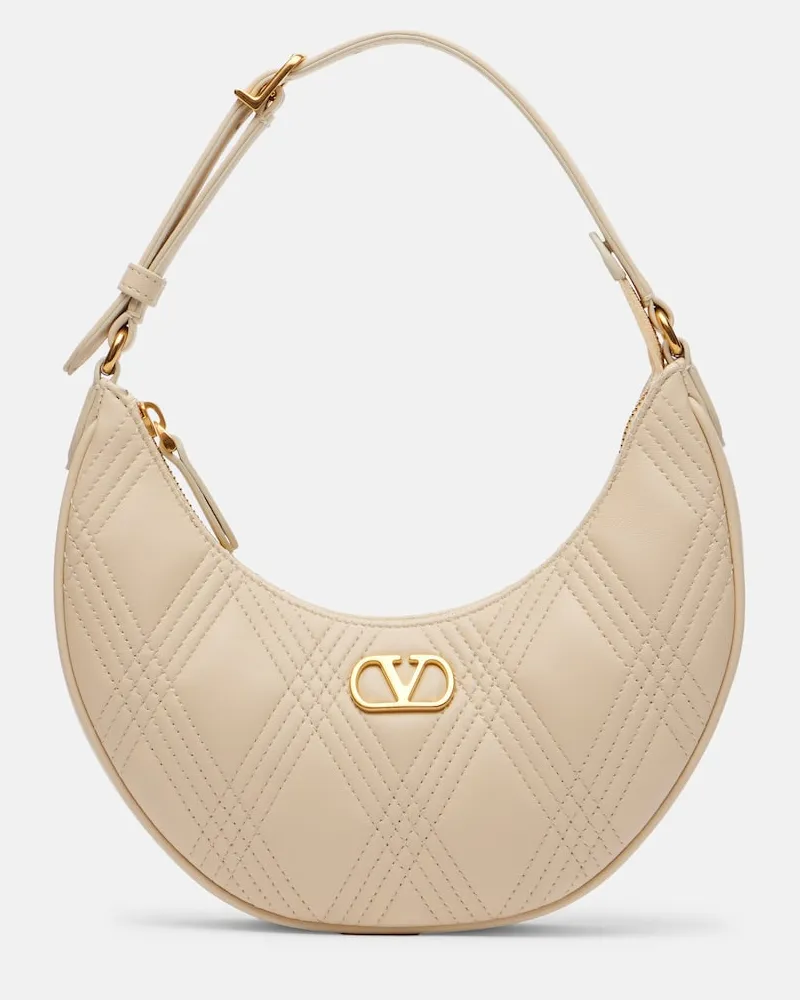 Valentino Garavani Schultertasche Quiltie 67 Mini aus Leder Beige