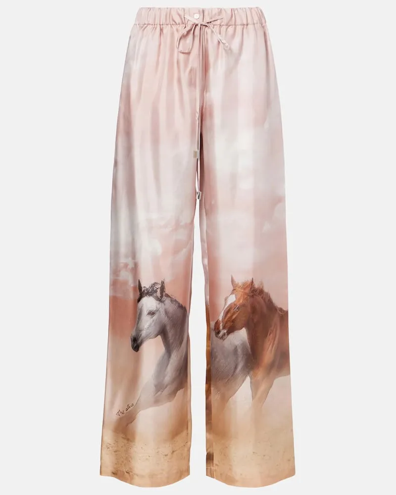 ATTICO Bedruckte Hose aus Seiden-Twill Multicolor