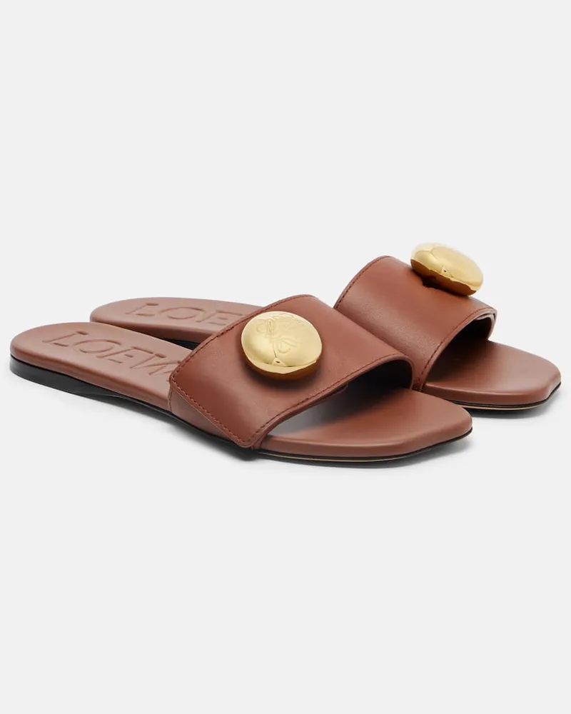 Loewe Pantoletten Pebble aus Leder Braun