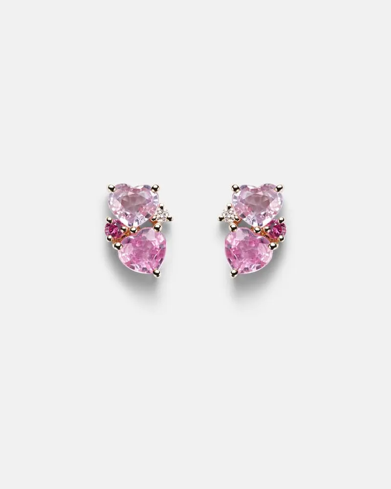 Sydney Evan Ohrringe aus 14kt Gelbgold mit Diamanten udn Saphiren Pink