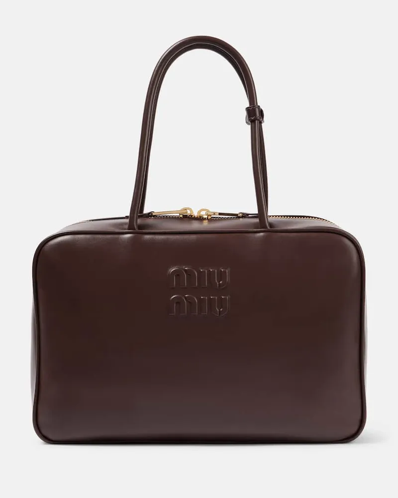 Miu Miu Tote Beau Large aus Leder Braun