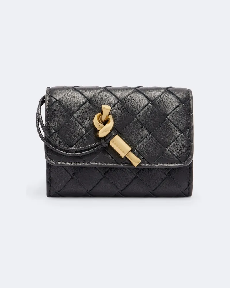 Bottega Veneta Kartenetui Intrecciato aus Leder Schwarz