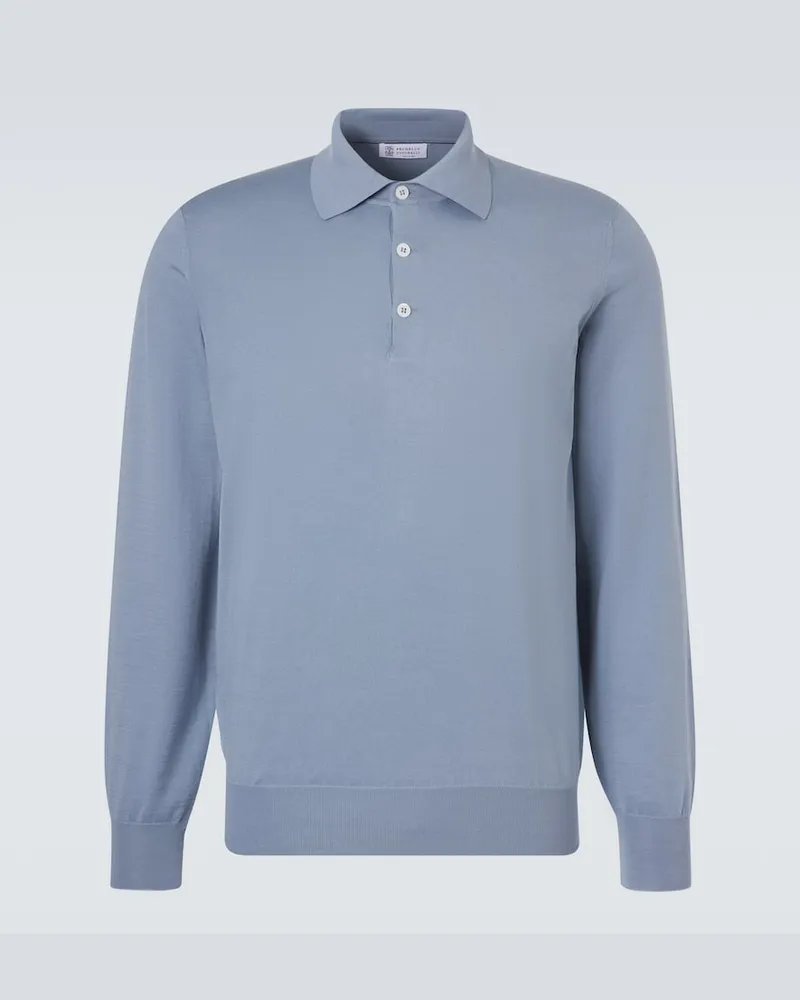Brunello Cucinelli Polopullover aus Baumwolle Blau