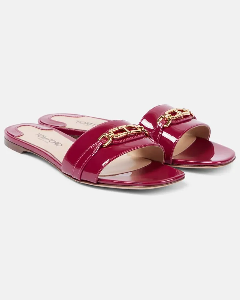 Tom Ford Pantoletten Whitney Stadium T aus Lackleder Burgunderrot