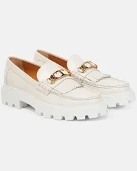 TOD'S Plateau-Loafers aus Leder Weiss