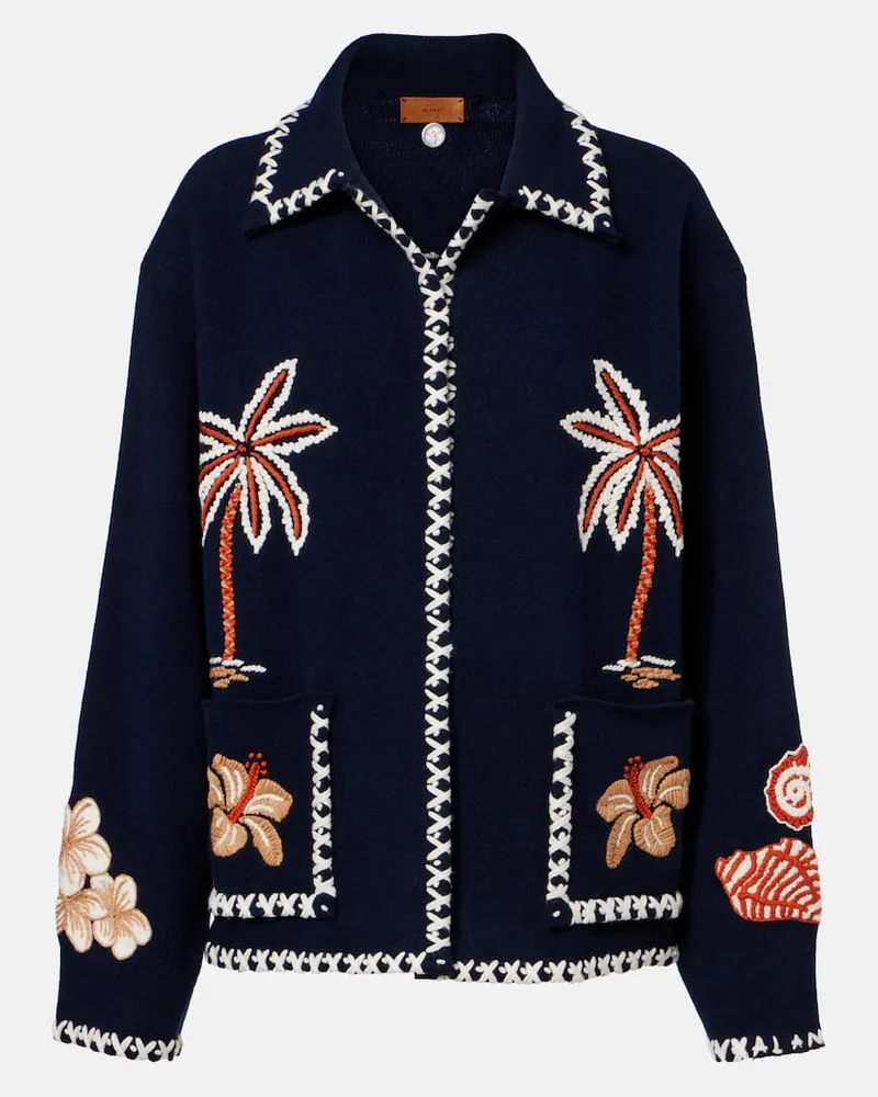 Alanui Jacke Remember Me aus Schurwolle Blau