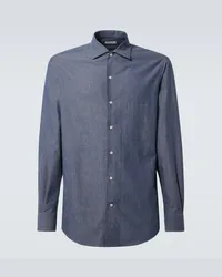 Loro Piana Hemd Andre aus Chambray Blau