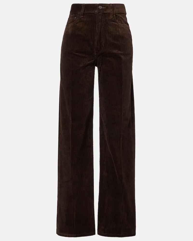 Ralph Lauren Weite High-Rise-Hose aus Baumwoll-Cord Braun