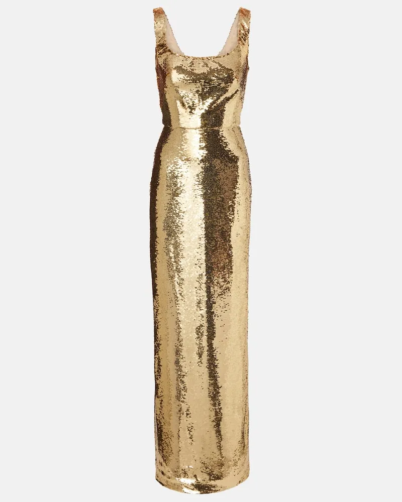 Monique Lhuillier Robe mit Pailletten Gold